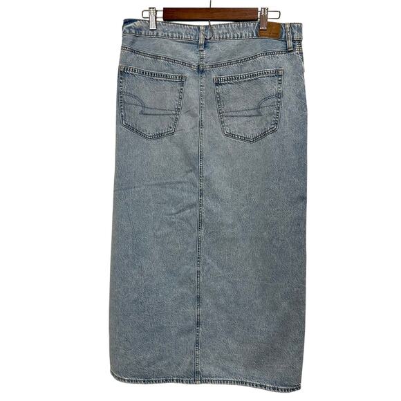 American Eagle Dreamy Drape Denim Maxi Skirt Sz 10 NWT Light Wash Low Rise Y2K - Picture 5 of 13